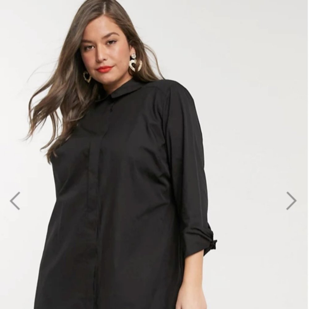 EUC ASOS DESIGN Curve cotton mini shirt dress in b